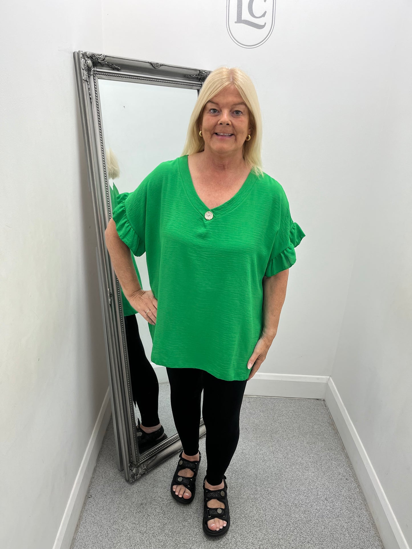 V Neck Button Top in 8 colours