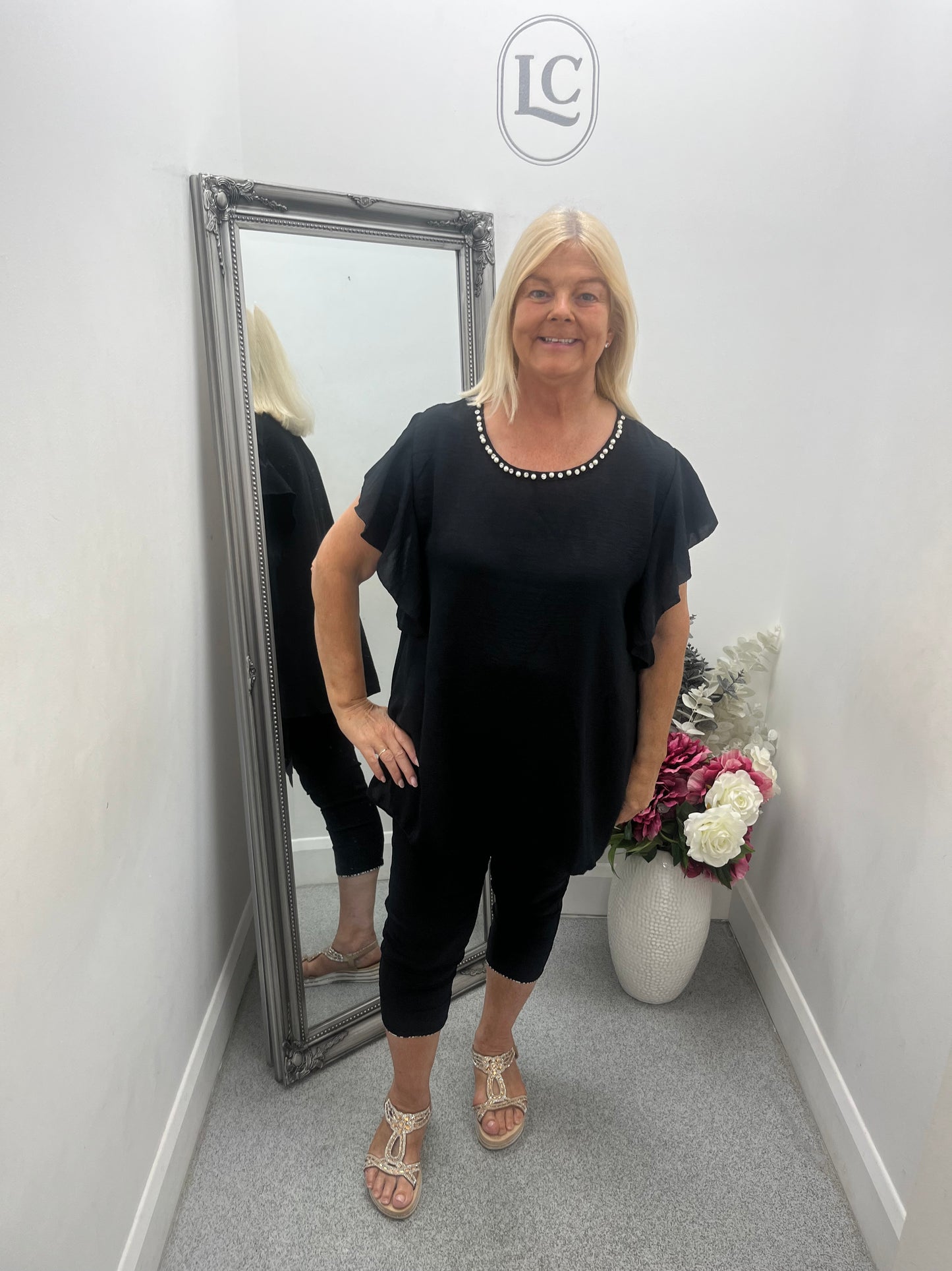 Embellished Neckline Top