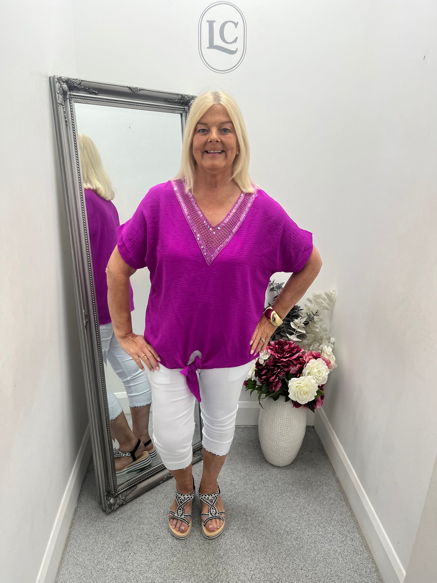 Sequins V Neck Top in 9 colours