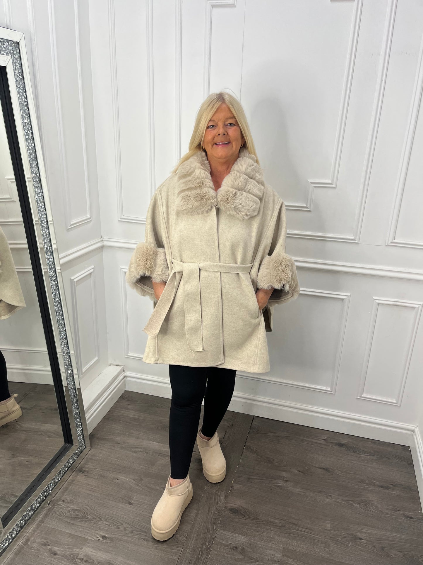 Jackie Faux Fur Cape