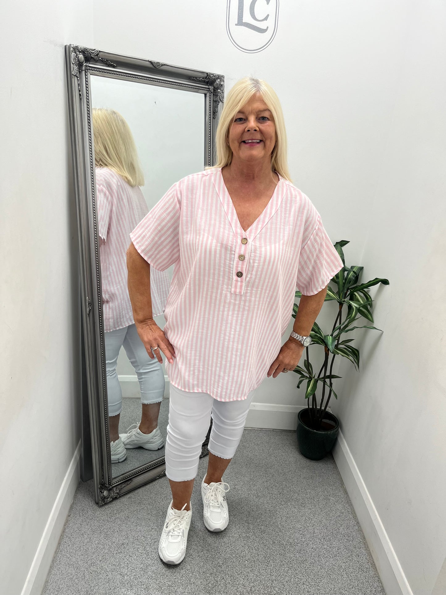 Striped Button Top