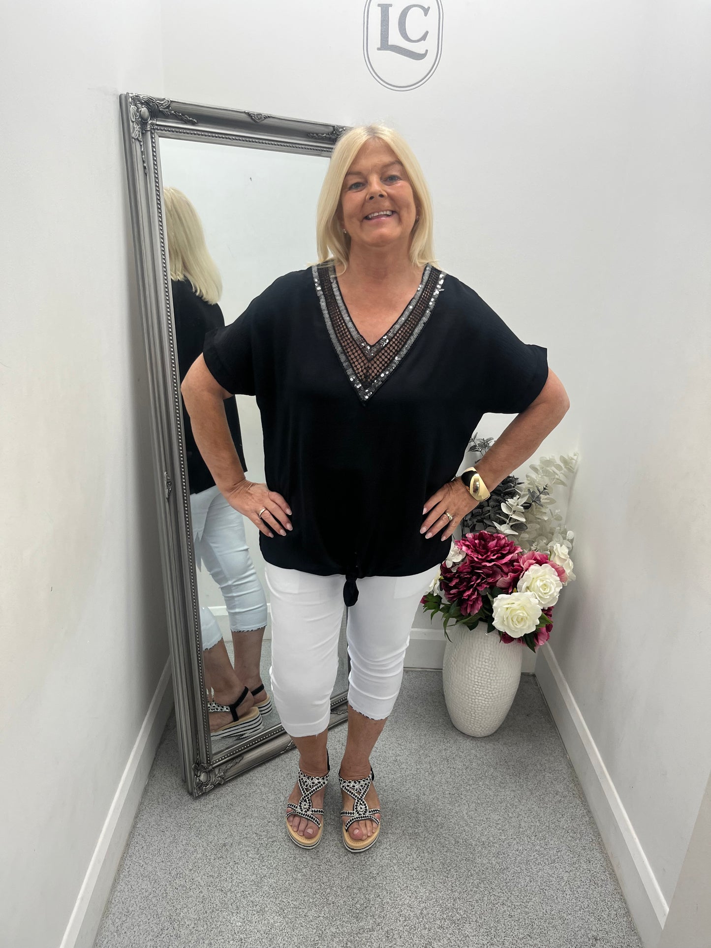Sequins V Neck Top in 9 colours