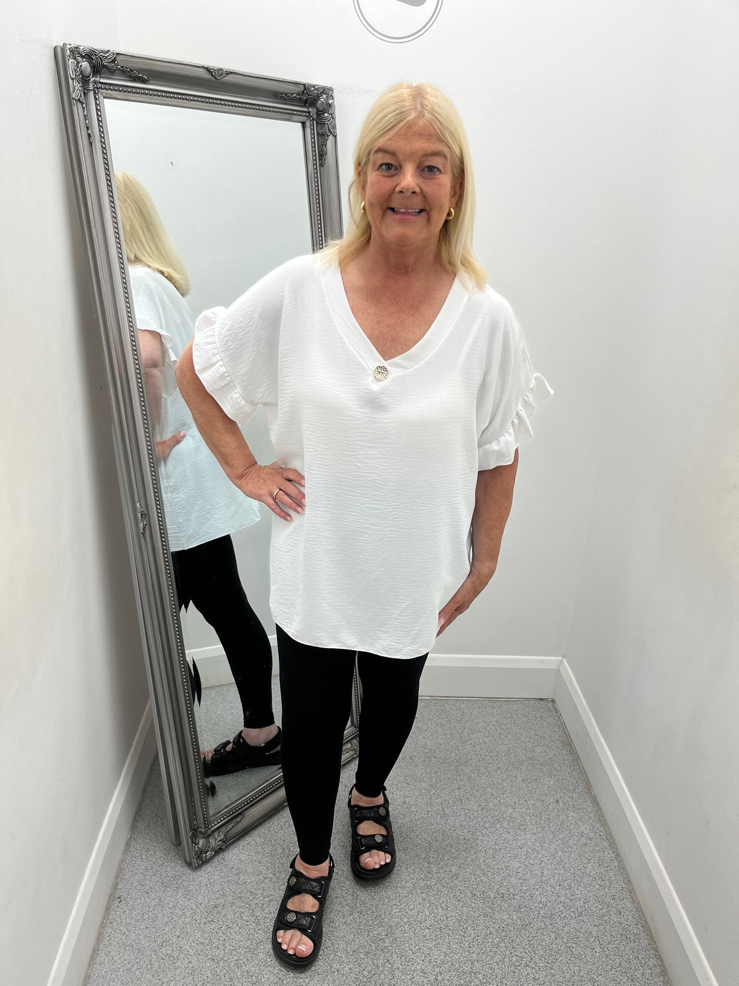 V Neck Button Top in 8 colours