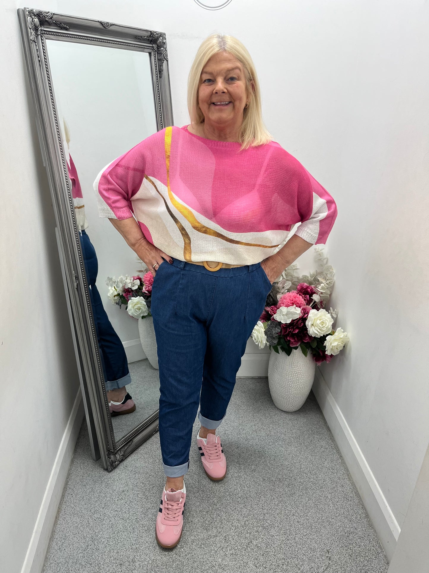 Belted Denim Trousers in 2 colours