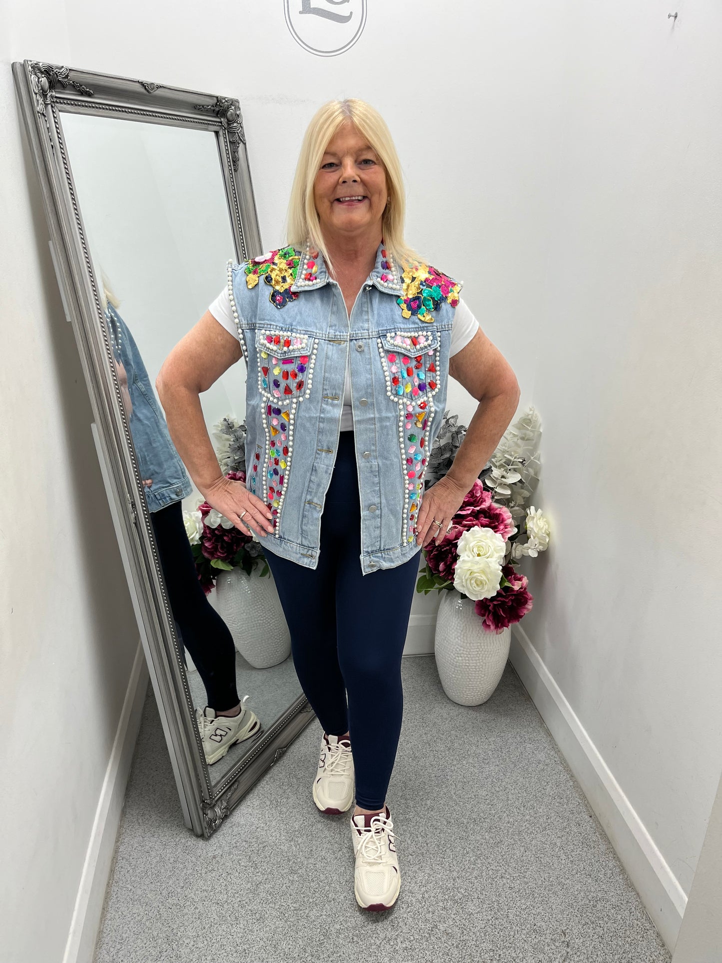 Denim Jewel Embellished Waistcoat