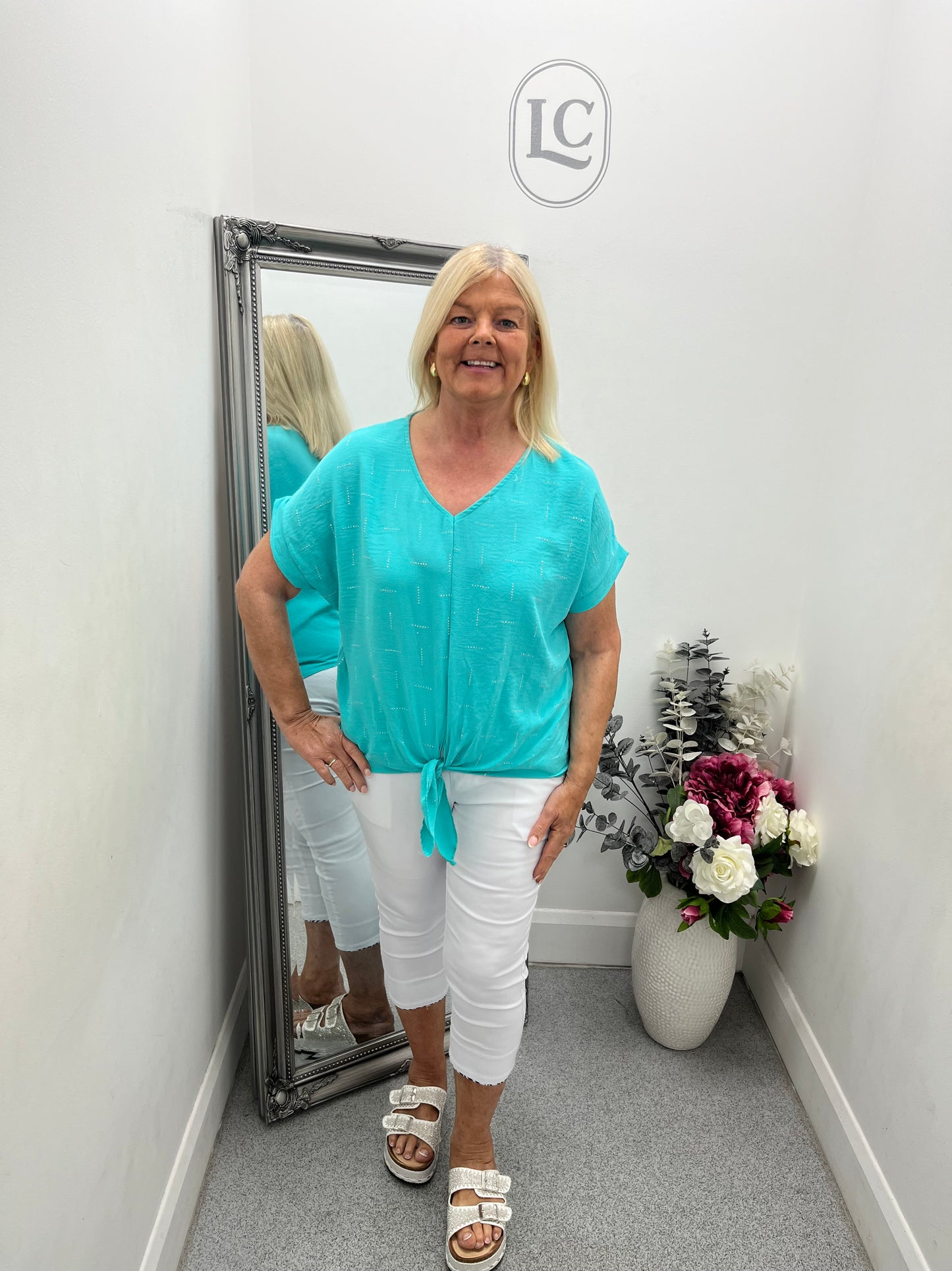 V Neck Tie Front Top in 8 colours