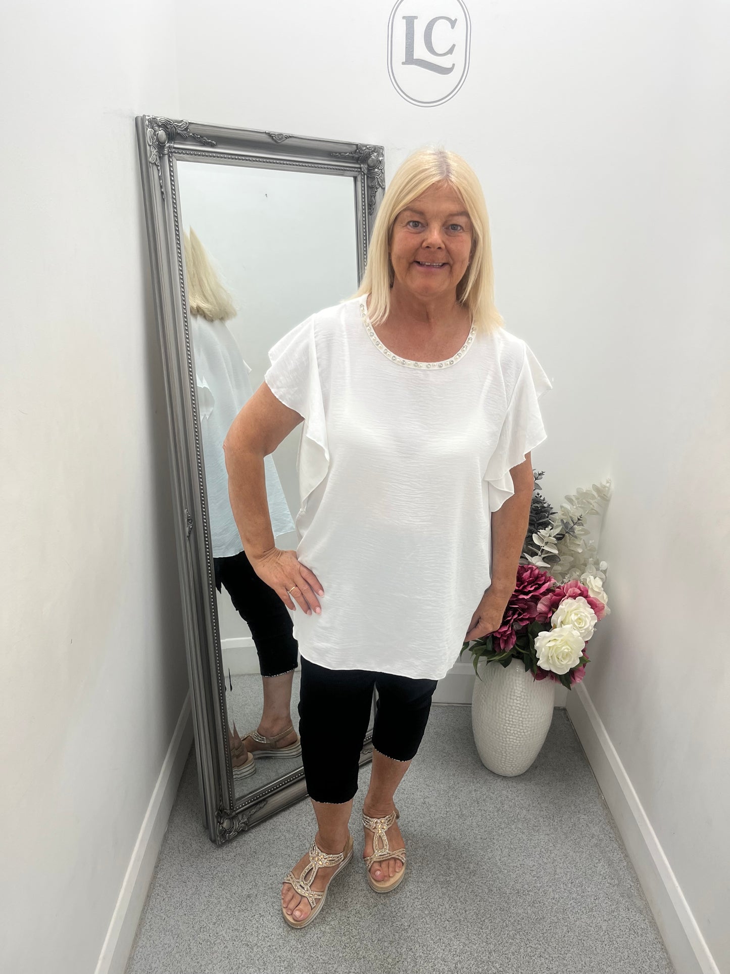 Embellished Neckline Top