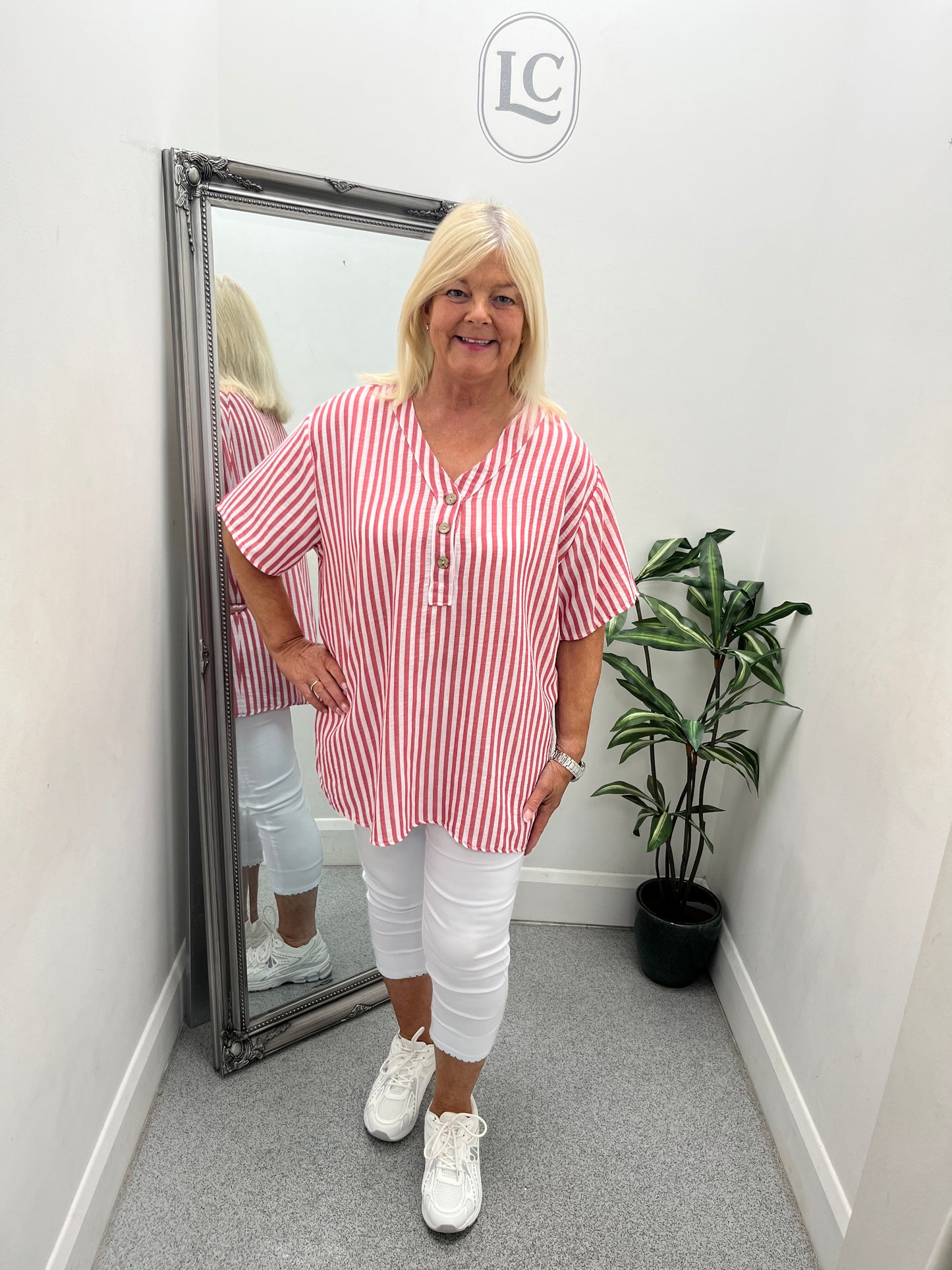 Striped Button Top