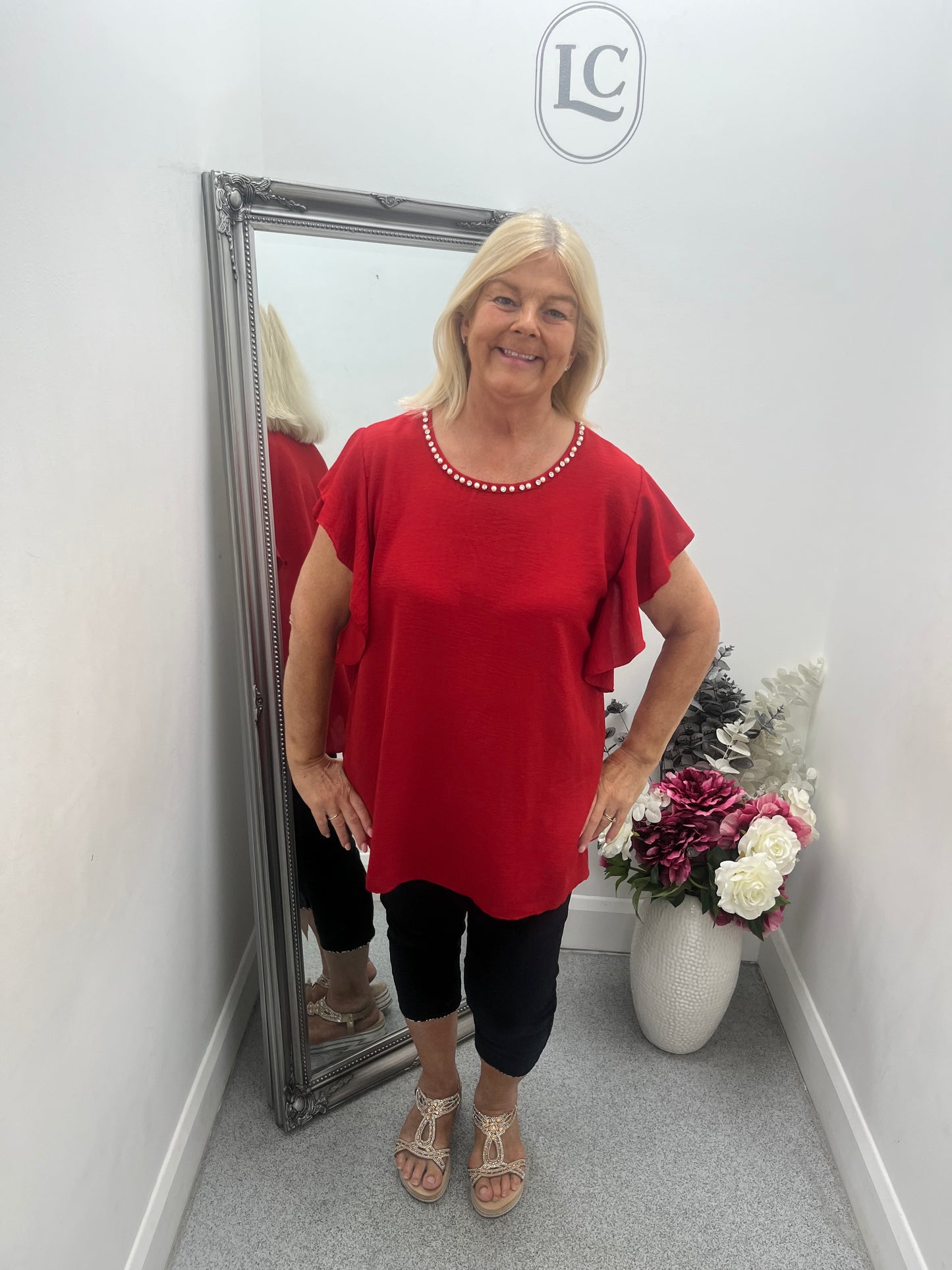 Embellished Neckline Top