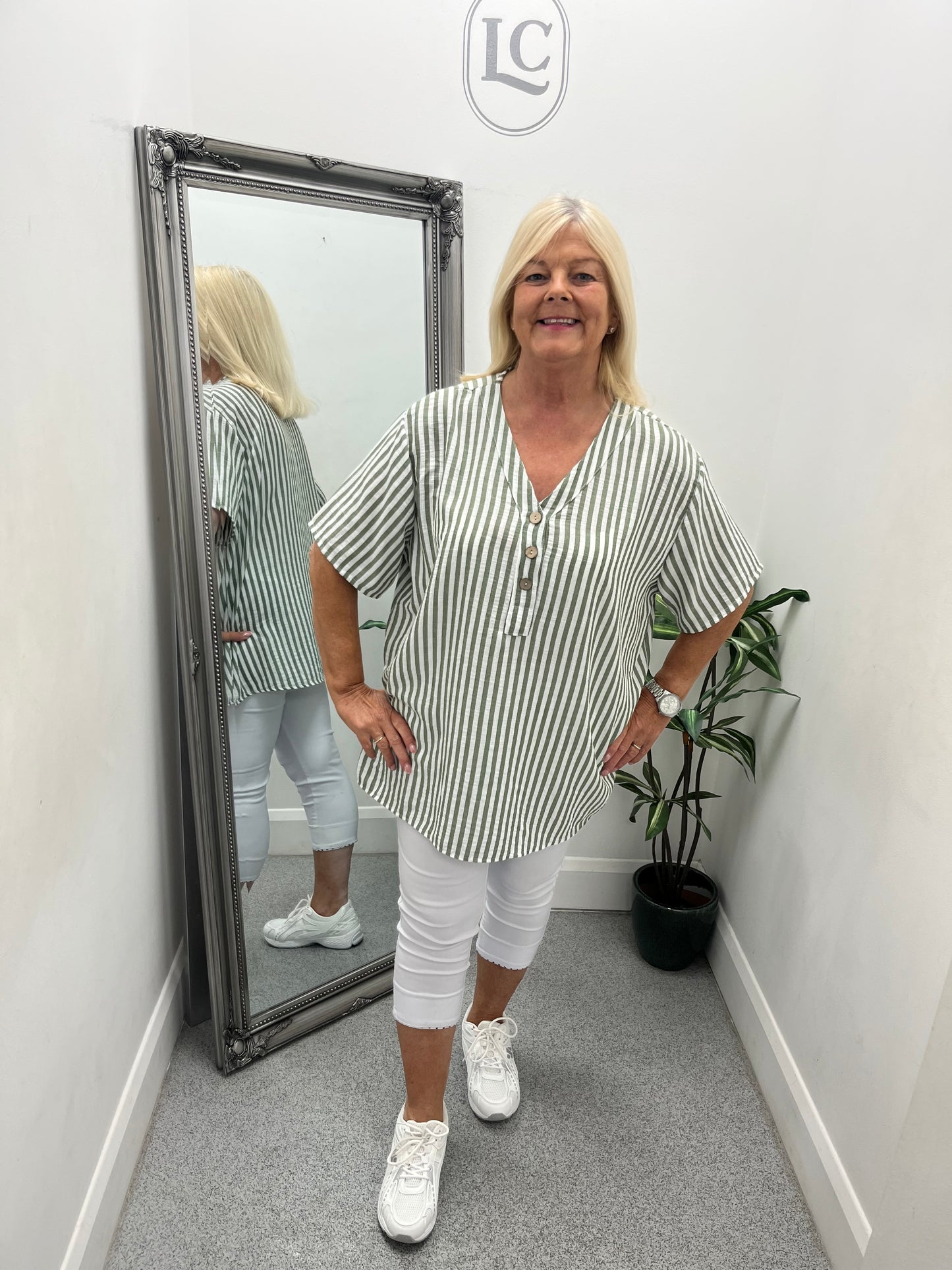 Striped Button Top