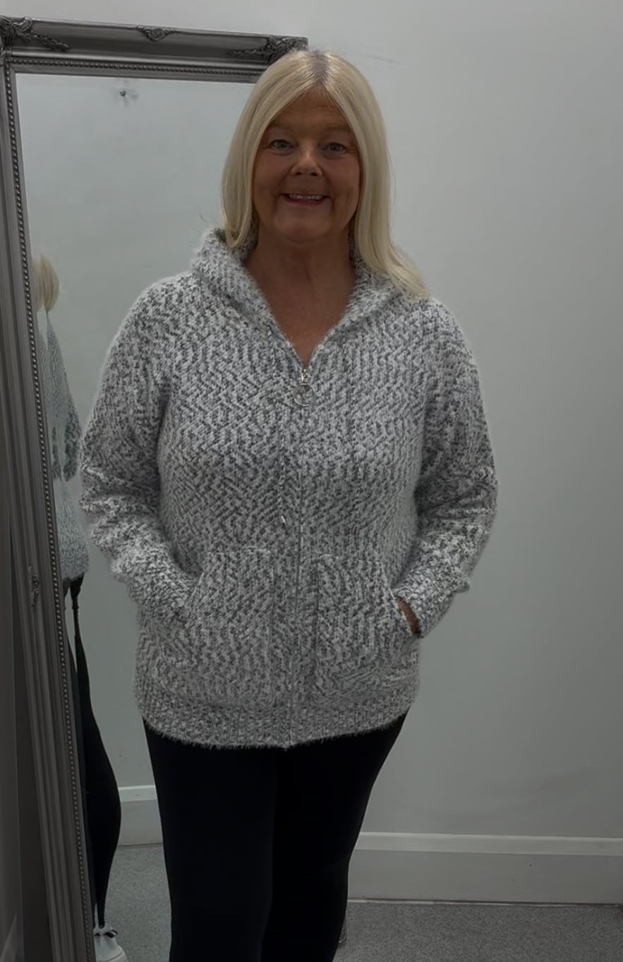Hooded Zip Front Cardigan