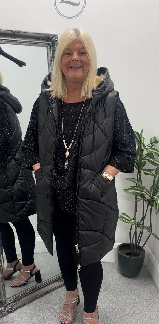 Black Longline Gilet