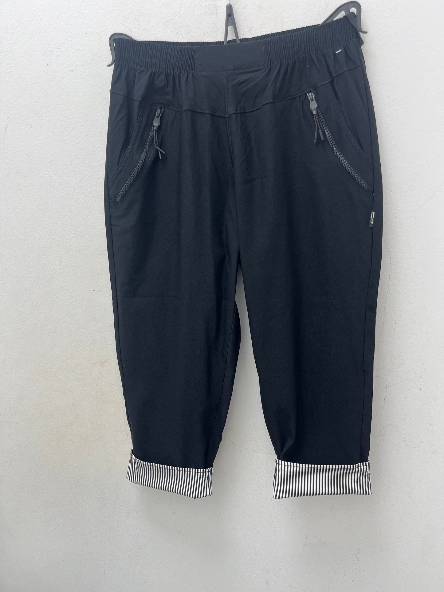 Stripe Turn Up Stretch 3/4 trousers