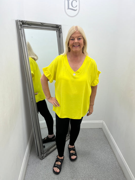 V Neck Button Top in 8 colours
