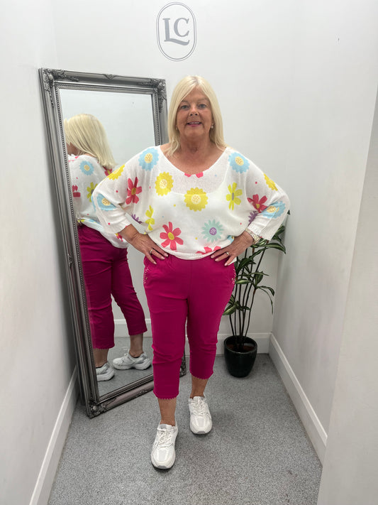 3/4 Trousers with printed Turn Up in 9 colours
