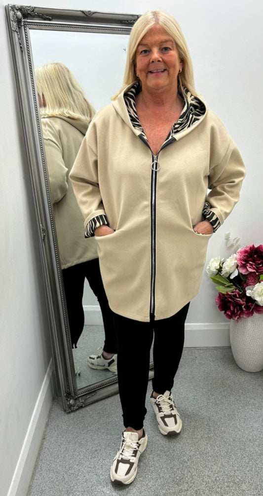 Zebra Print Zip Jacket