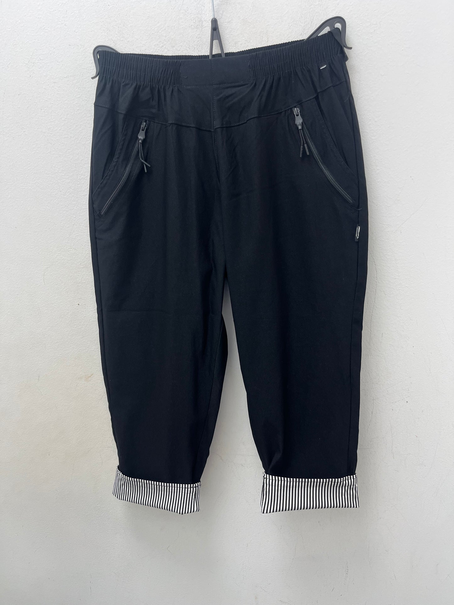 Stripe Turn Up Stretch 3/4 trousers