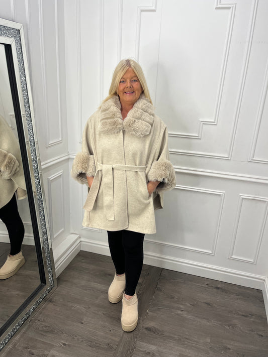 Jackie Faux Fur Cape
