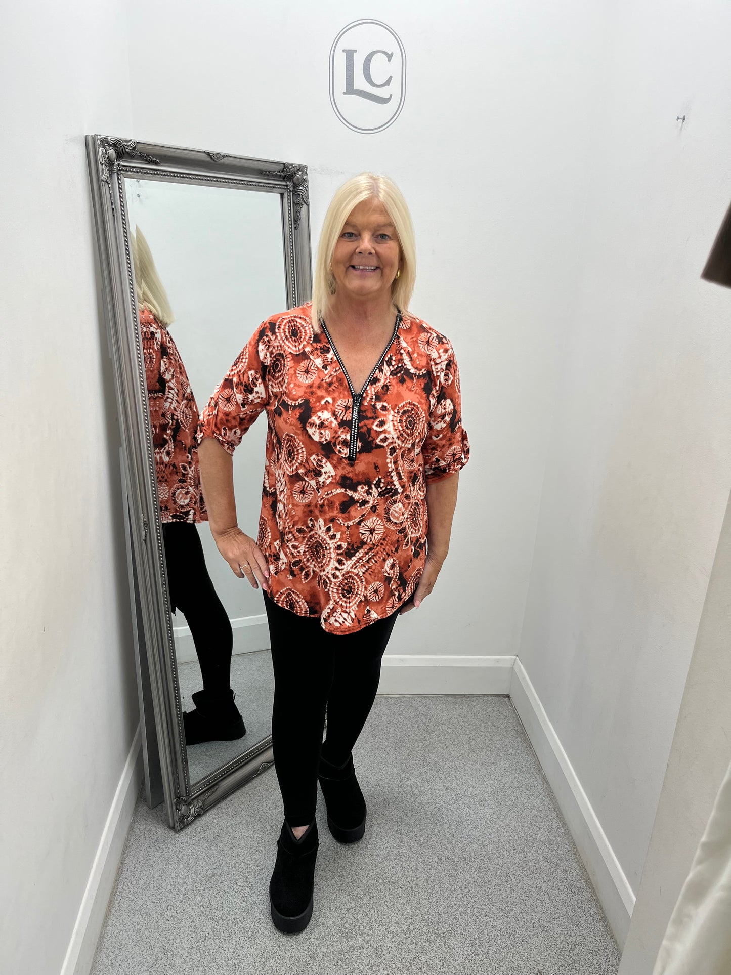 Jackie Zip Front Top