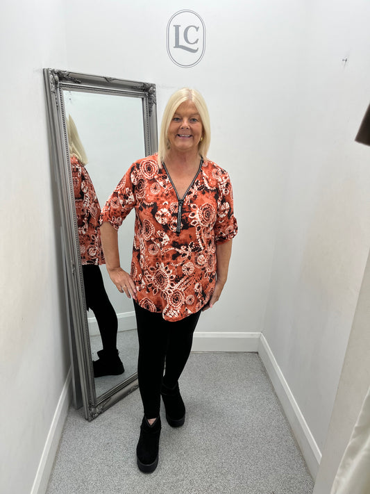 Jackie Zip Front Top