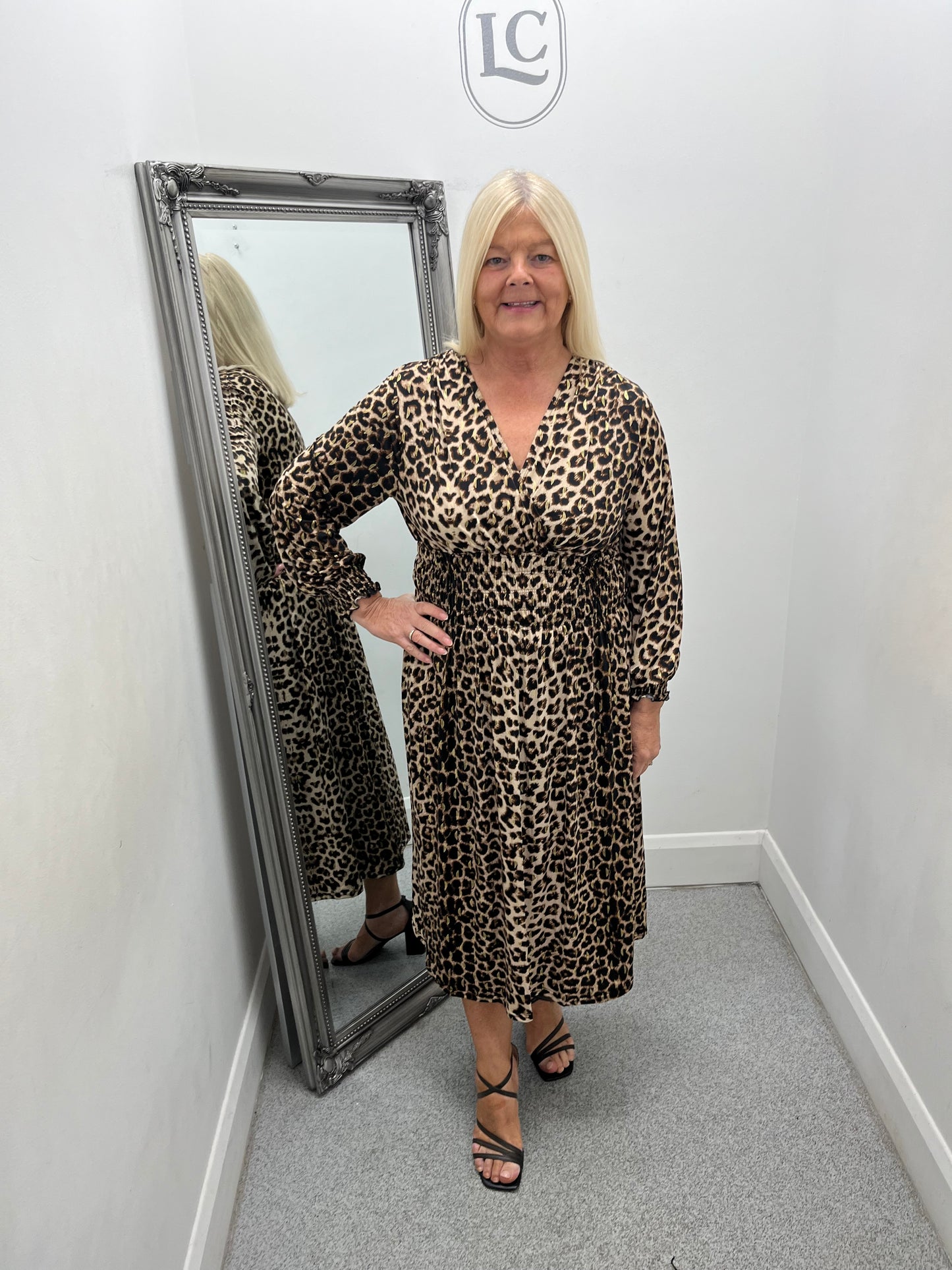 Animal Print Long Sleeve Dress