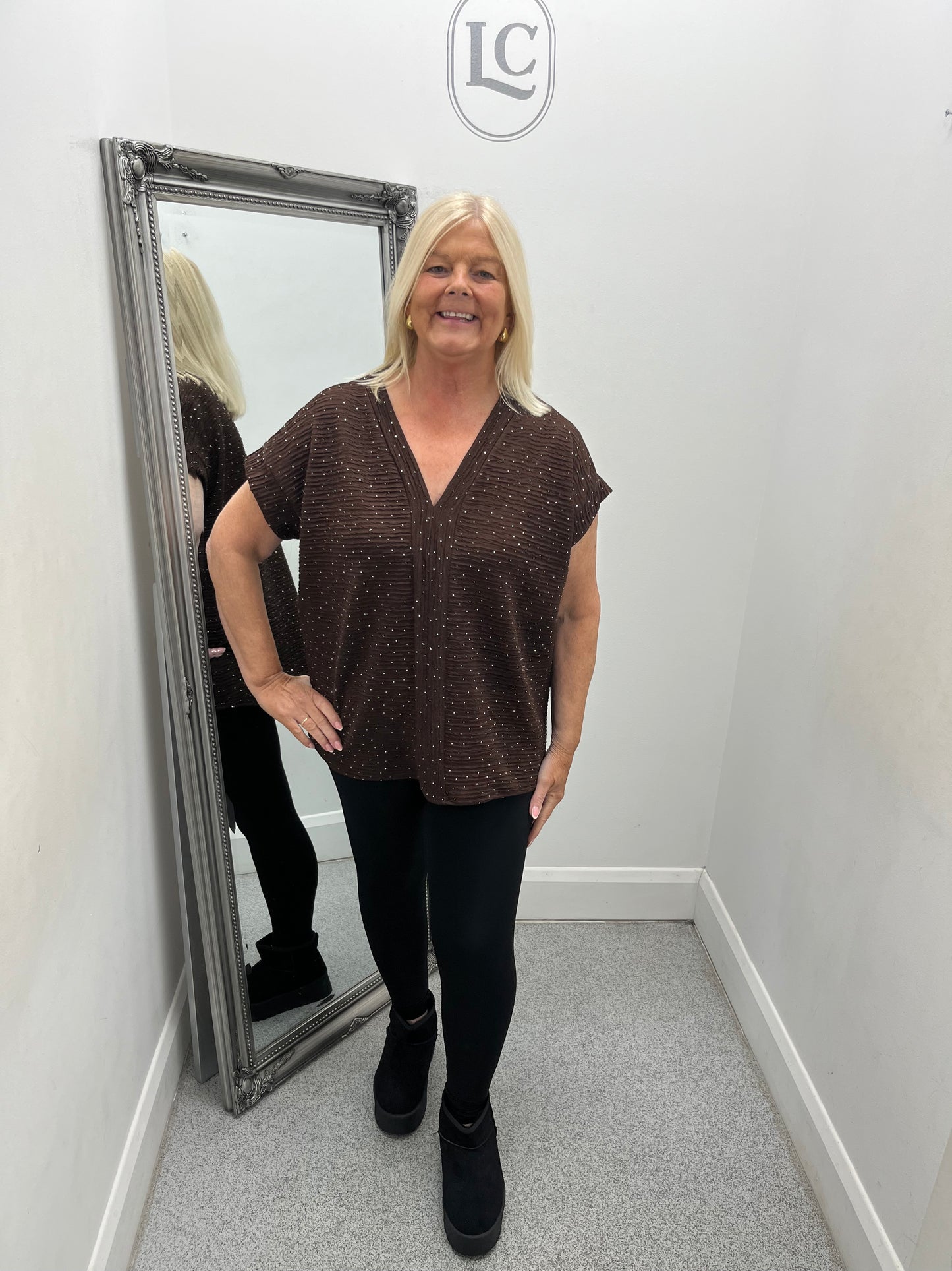 V Neck Sequin Top in 4 colours