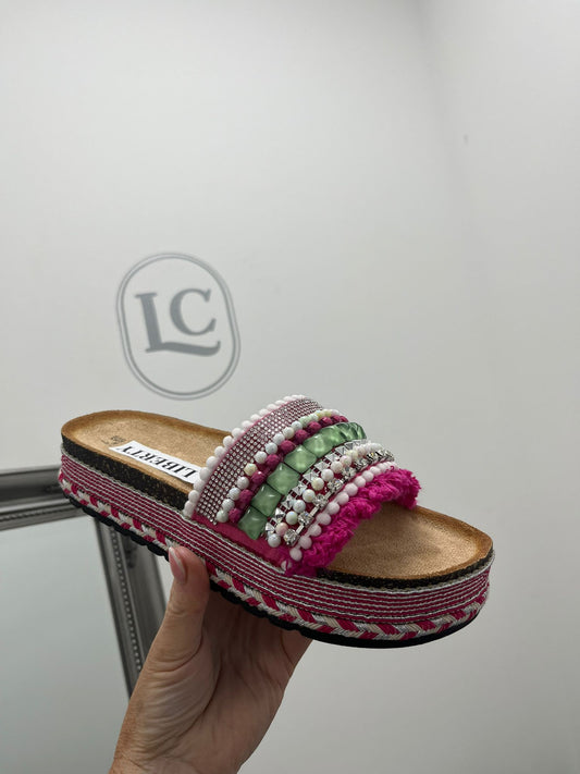 Embellished Pink Stone Sandals