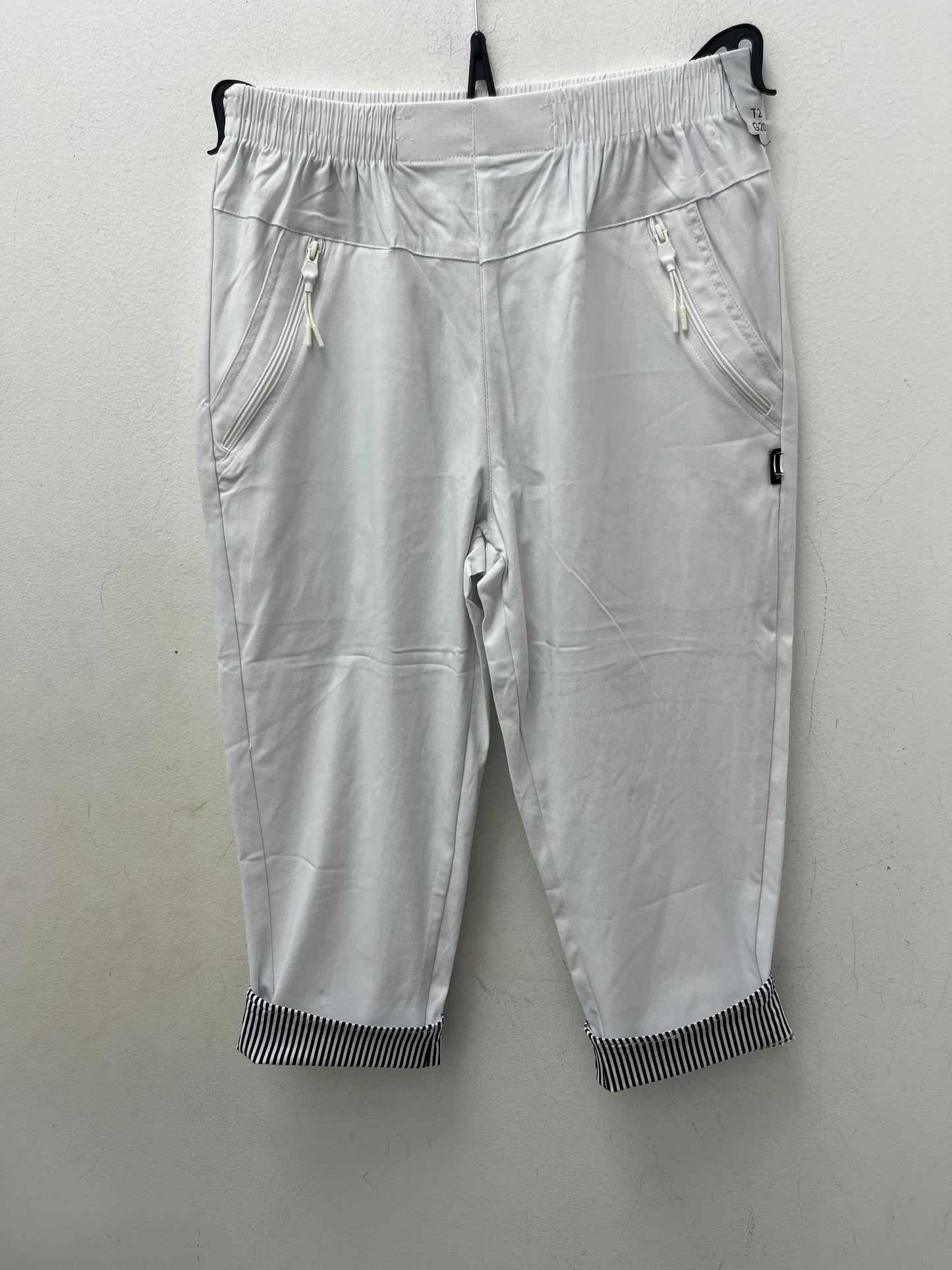 Stripe Turn Up Stretch 3/4 trousers