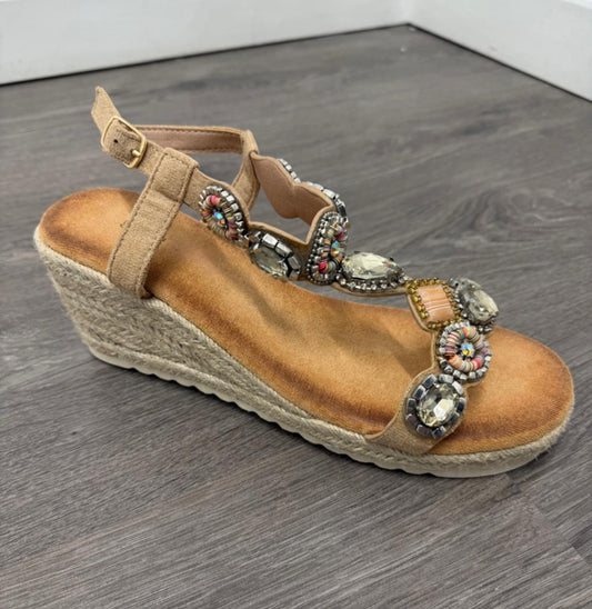 Beige Embellished Sandal