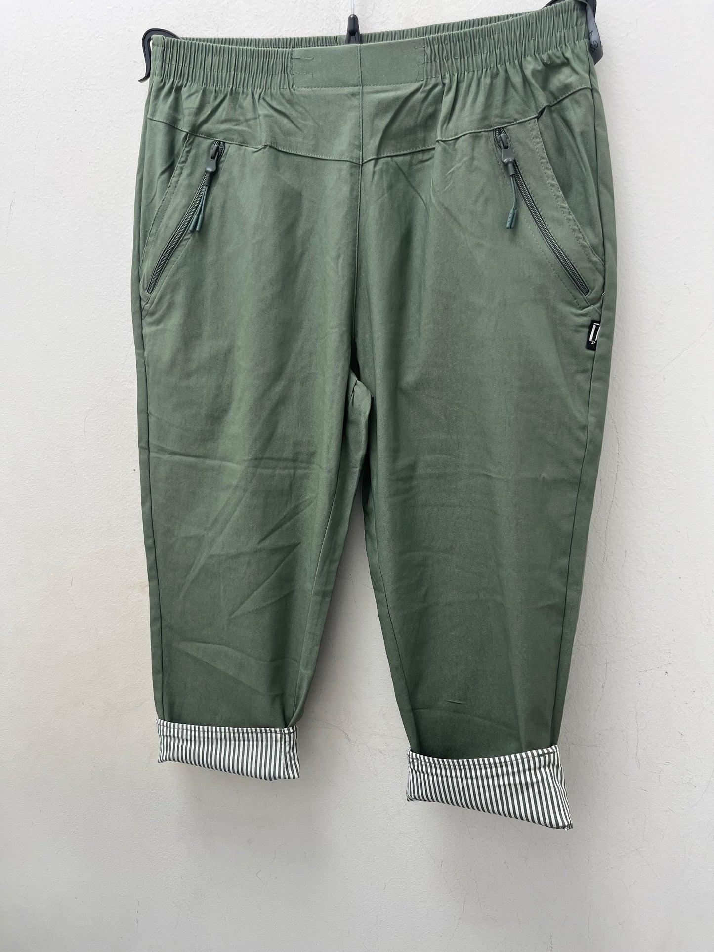 Stripe Turn Up Stretch 3/4 trousers