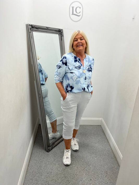 3/4 Trousers with printed Turn Up in 6 colours
