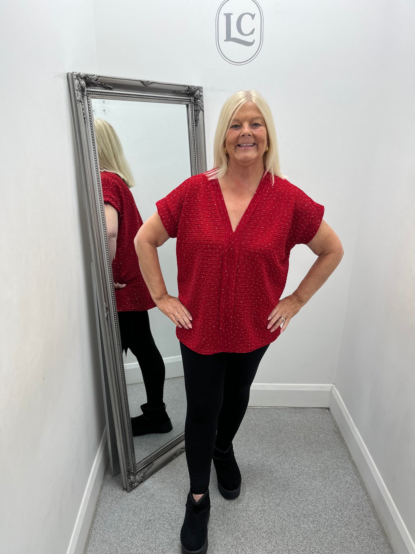 V Neck Sequin Top in 4 colours