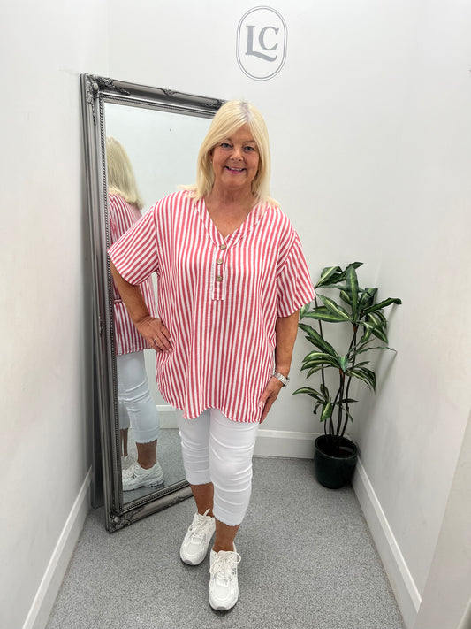 Striped Button Top