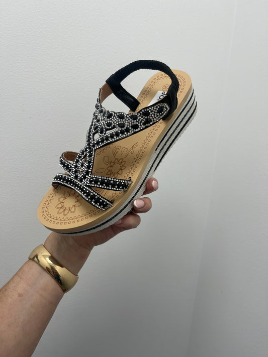 Black Embellished Sandal