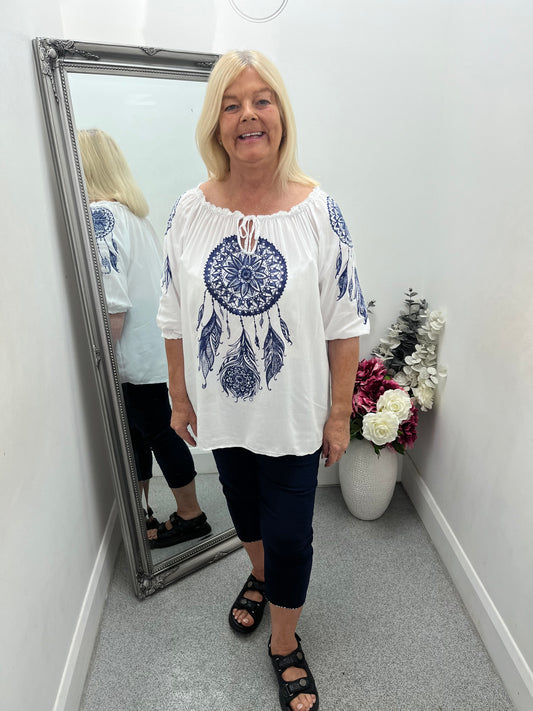 Bardot Embroidered Top