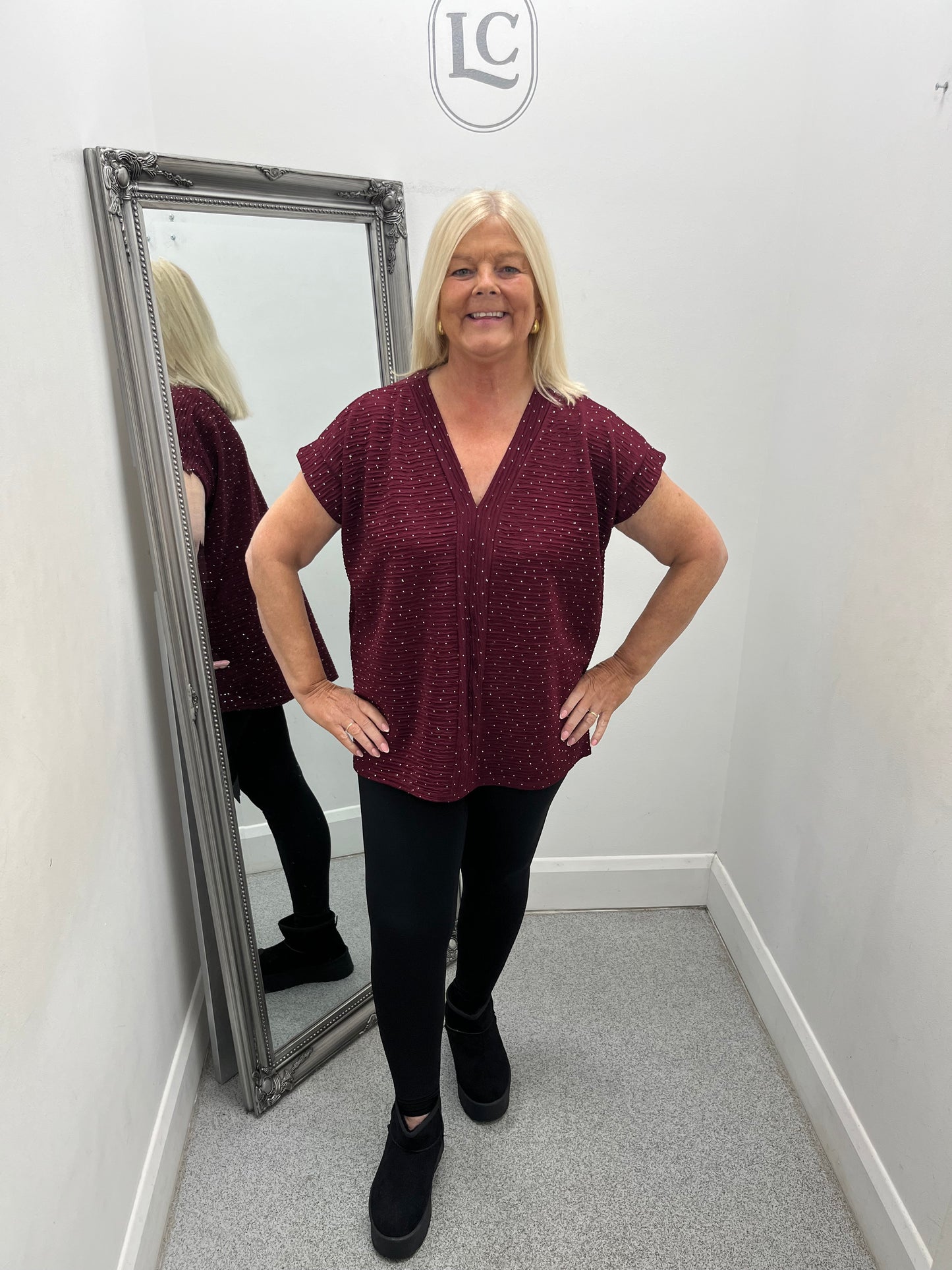 V Neck Sequin Top in 4 colours