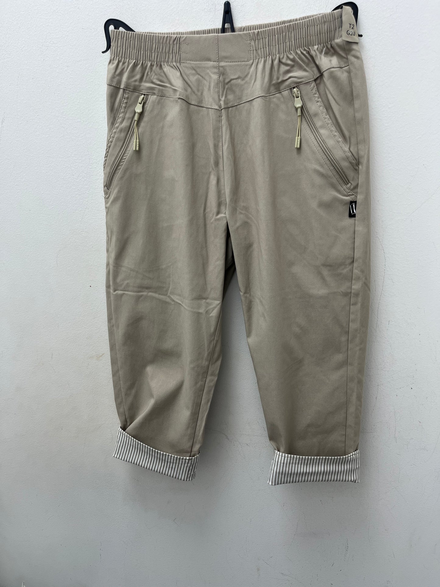 Stripe Turn Up Stretch 3/4 trousers