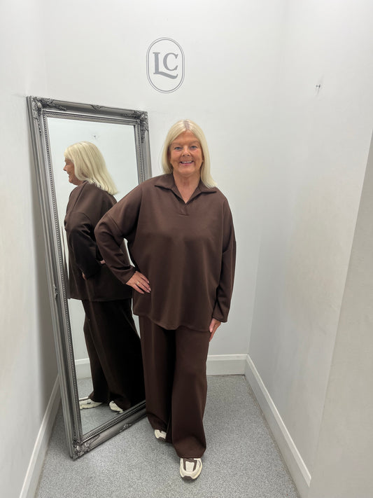 Hannah Collar Top and Trouser Set in 3 colours