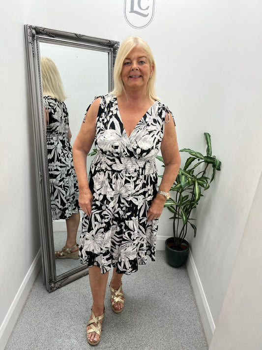Ruched Shoulder Printed Dress in 4 colours
