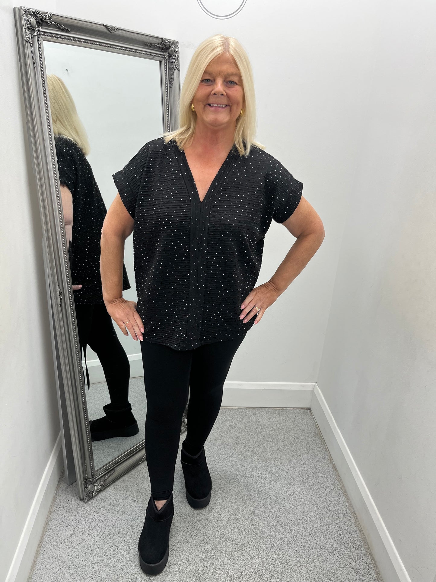 V Neck Sequin Top in 4 colours