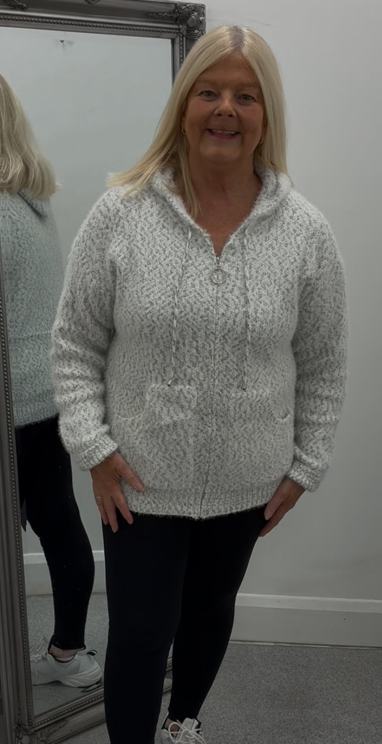 Hooded Zip Front Cardigan